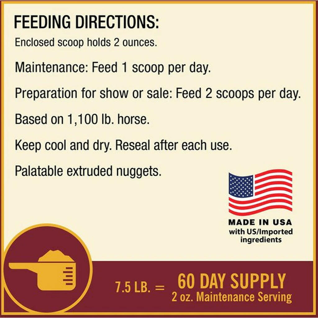 Farnam Laser Sheen feeding directions label for 7.5 lb, 60-day supply