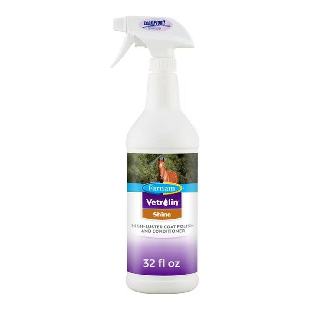 Farnam Vetrolin Shine coat polish spray bottle, 32 fl oz, with trigger nozzle