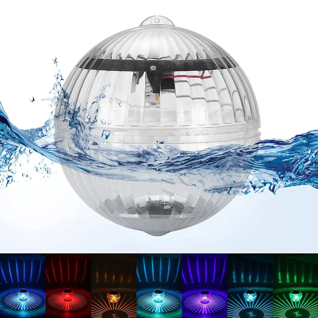 Clear solar LED floating dome lamp with water splash and reflective top