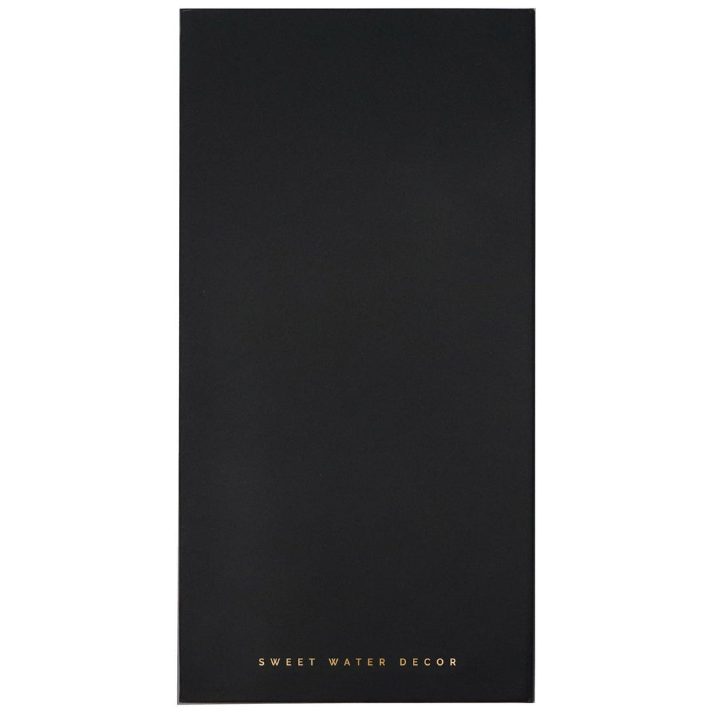 Black back cover of notes booklet with small gold brand text at the bottom.