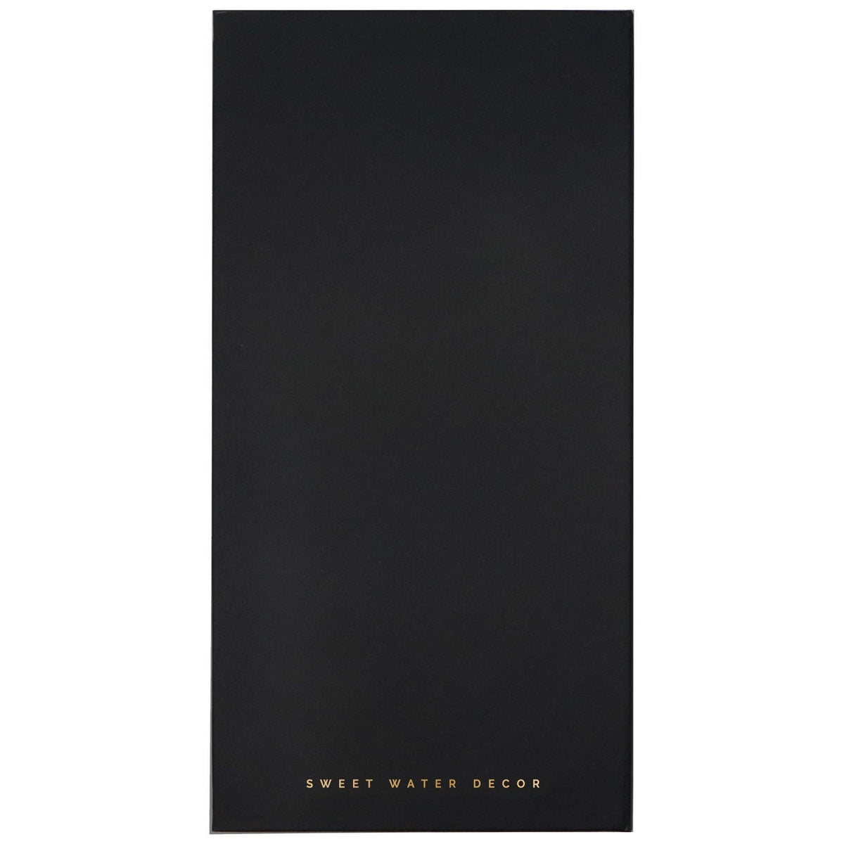Black back cover of notes booklet with small gold brand text at the bottom.