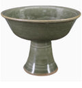 Celadon high-footed porcelain bowl with antique-style phoenix relief