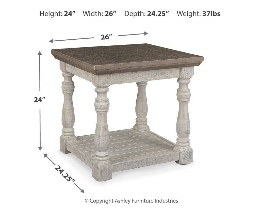 Rectangular end table: 24 in H, 26 in W, 24.25 in D, 37 lb