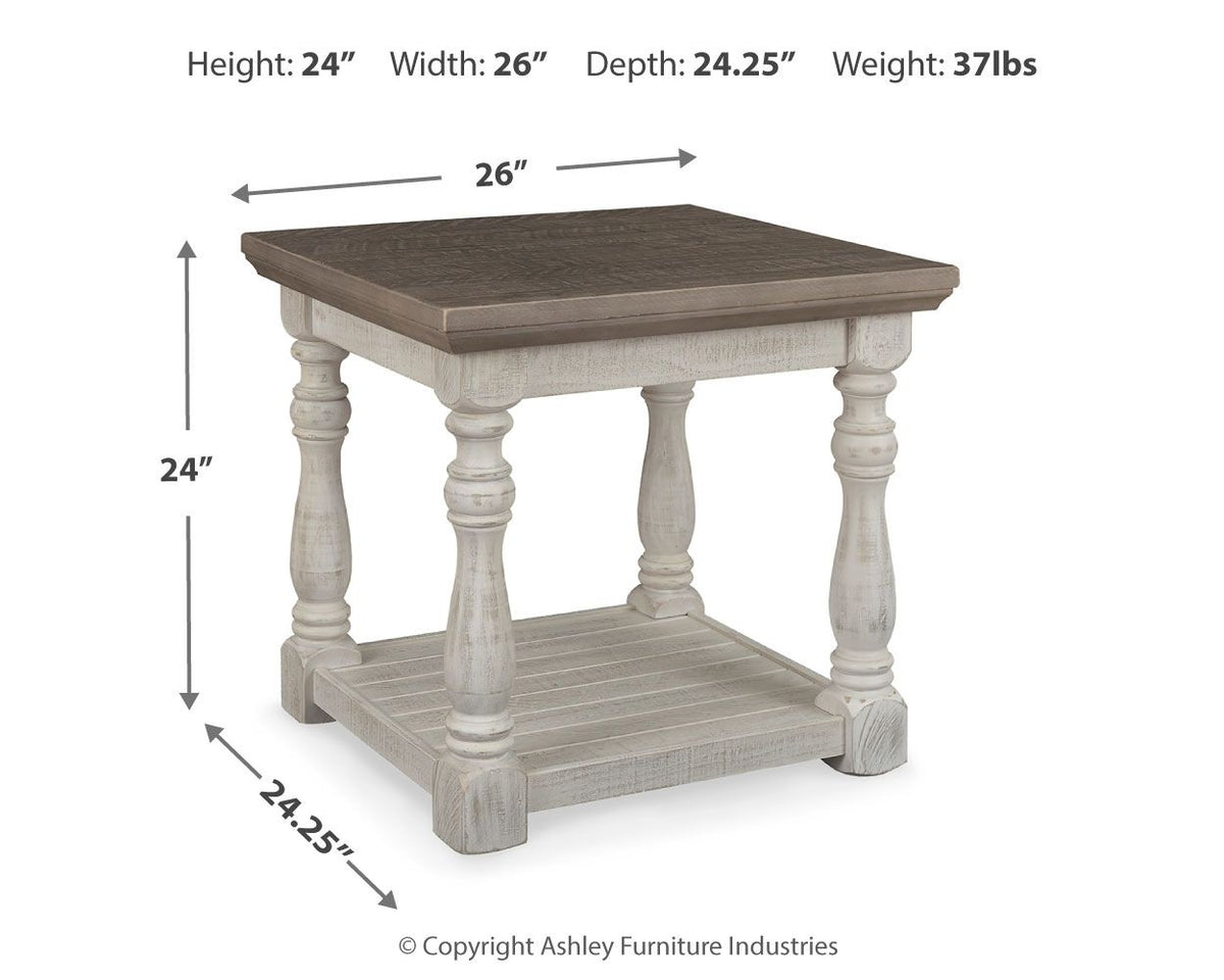 Rectangular end table: 24 in H, 26 in W, 24.25 in D, 37 lb