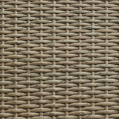 Close-up of beige woven chair fabric with crisscross wicker pattern