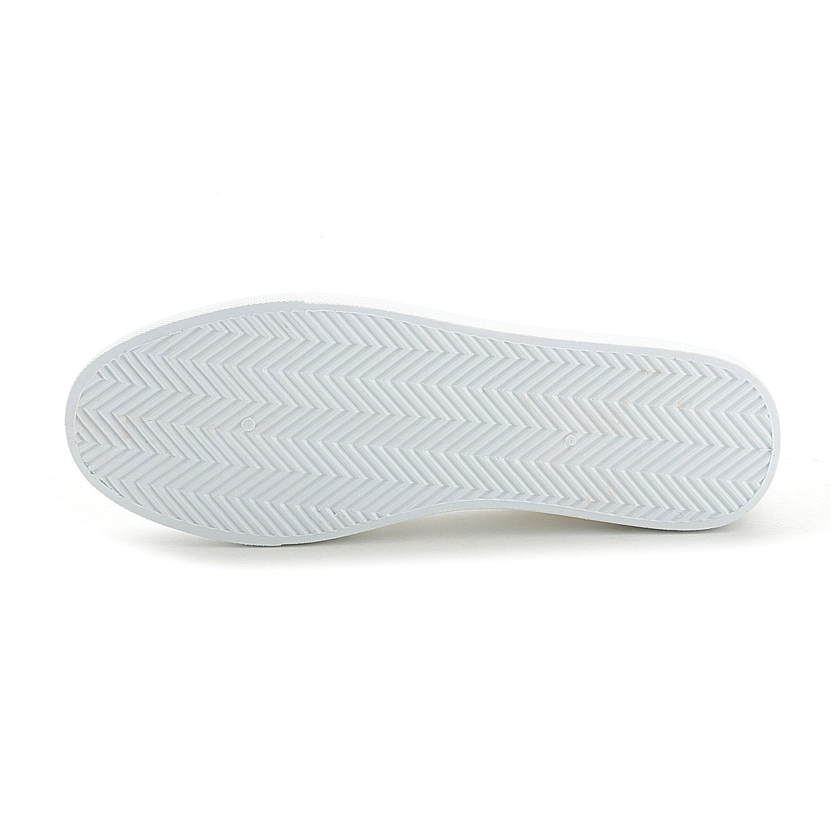 White rubber outsole with herringbone tread pattern