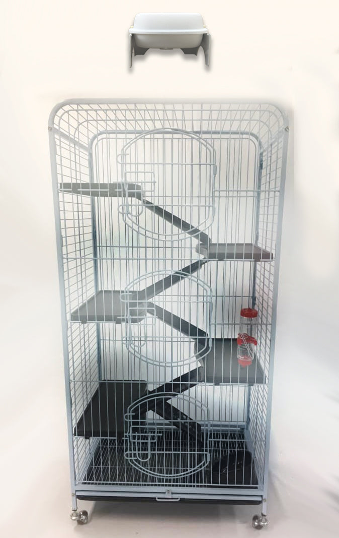 Air purifier components shown on a wheeled wire cart with dome unit