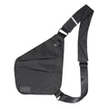 Smell-proof crossbody bag in dark black with front flap and adjustable shoulder strap