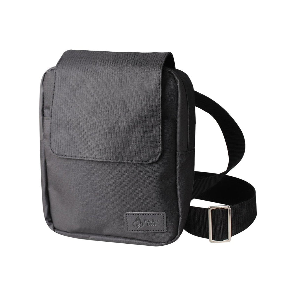 Gray ripstop crossbody messenger bag with front flap and adjustable shoulder strap