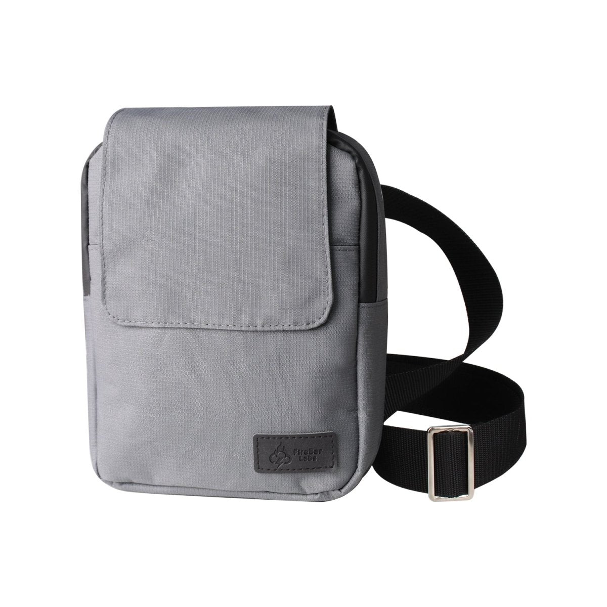 Light gray ripstop messenger bag with flap front, adjustable strap, and rectangular shape.