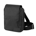Dark gray/black ripstop messenger bag with flap, front pocket, and adjustable strap.
