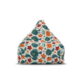 Bean bag chair cover with fish, flowers, and leaf pattern on white background, upright triangle