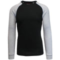 Men's raglan thermal shirt, black with heather gray sleeves