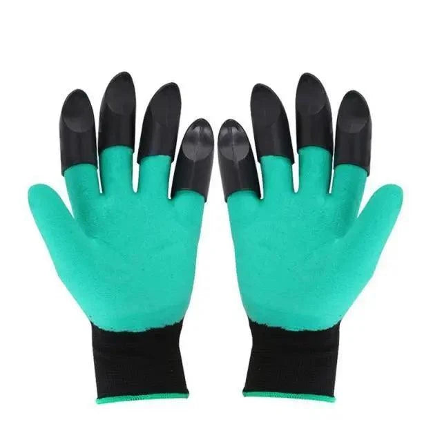 Teal and black gardening gloves with ABS fingertip claw caps