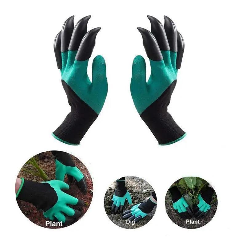 Teal and black gardening gloves with ABS fingertip claw caps