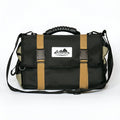 RiPouch Gear Roll messenger-style bag with black fabric and tan webbing straps
