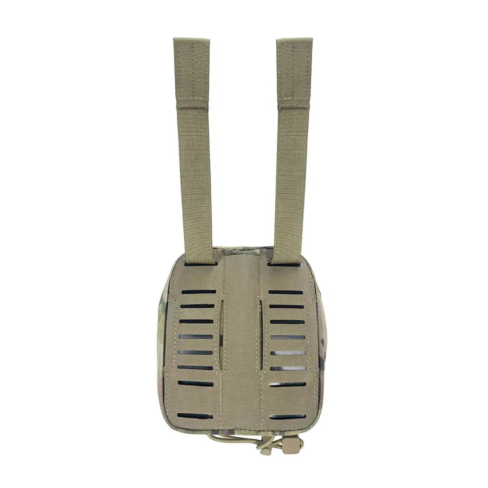 Medium general-purpose pouch in MultiCam camo, bottom with two attachment straps