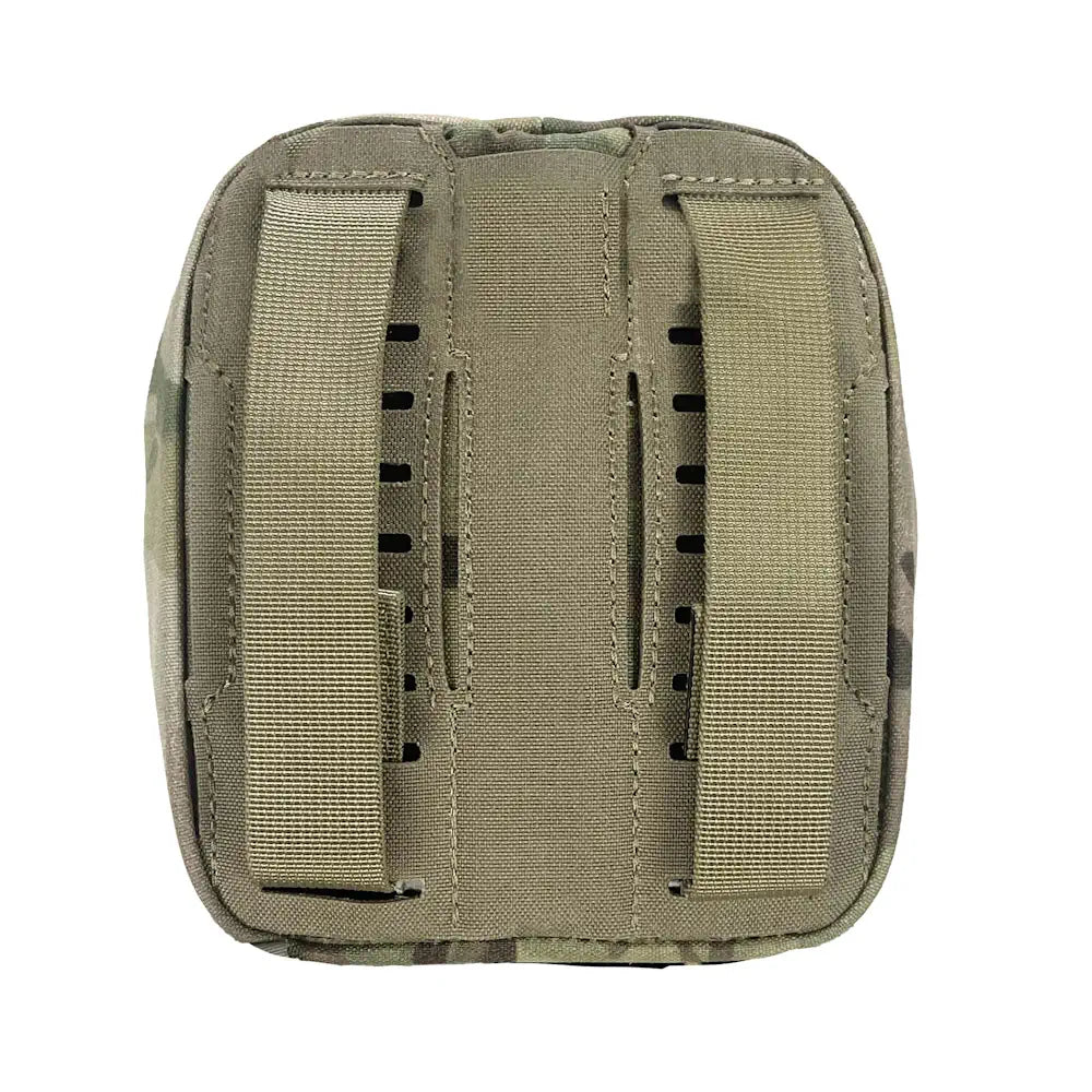 Medium general-purpose pouch in MultiCam camo, rear panel with MOLLE webbing slots