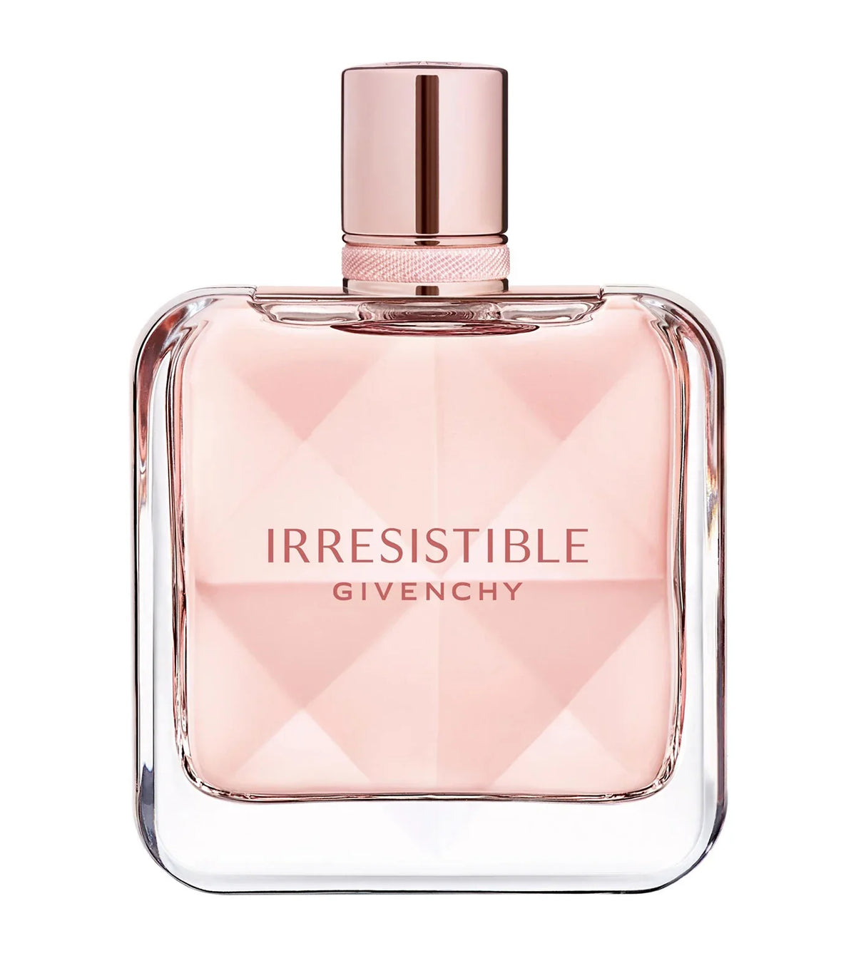 Givenchy Irresistible eau de parfum bottle, pink glass with gold-toned cap