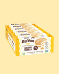 Golden vanilla cookie sandwich packets in a display box, 10-count tray