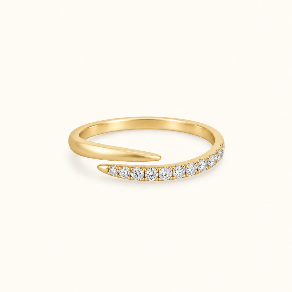 Gold filled pave spiral ring with clear stones