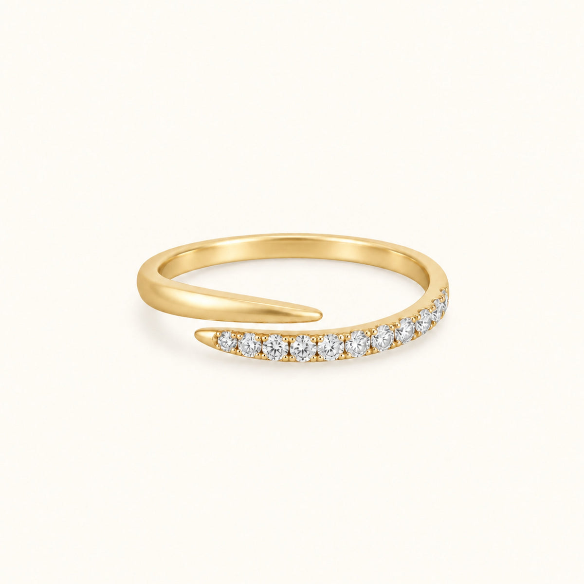 Gold filled pave spiral ring with clear stones