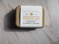 Shampoo bar package with white label, The Yellow Bird, Grapefruit Rosemary & Lavender