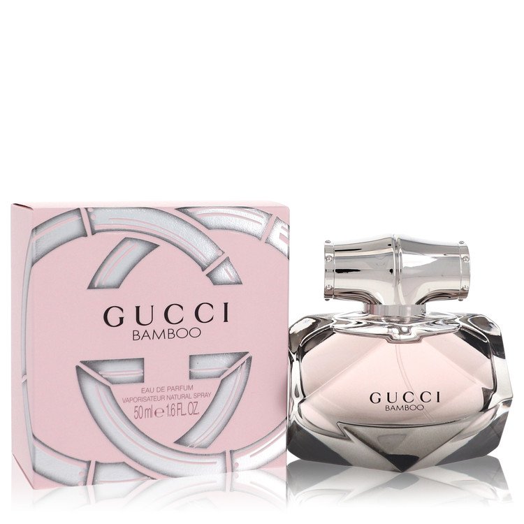 Gucci Bamboo eau de parfum spray bottle and pink logo box, 1.6 oz