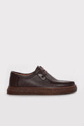 Men's dark brown leather lace-up casual shoe with textured upper and lace-up closure