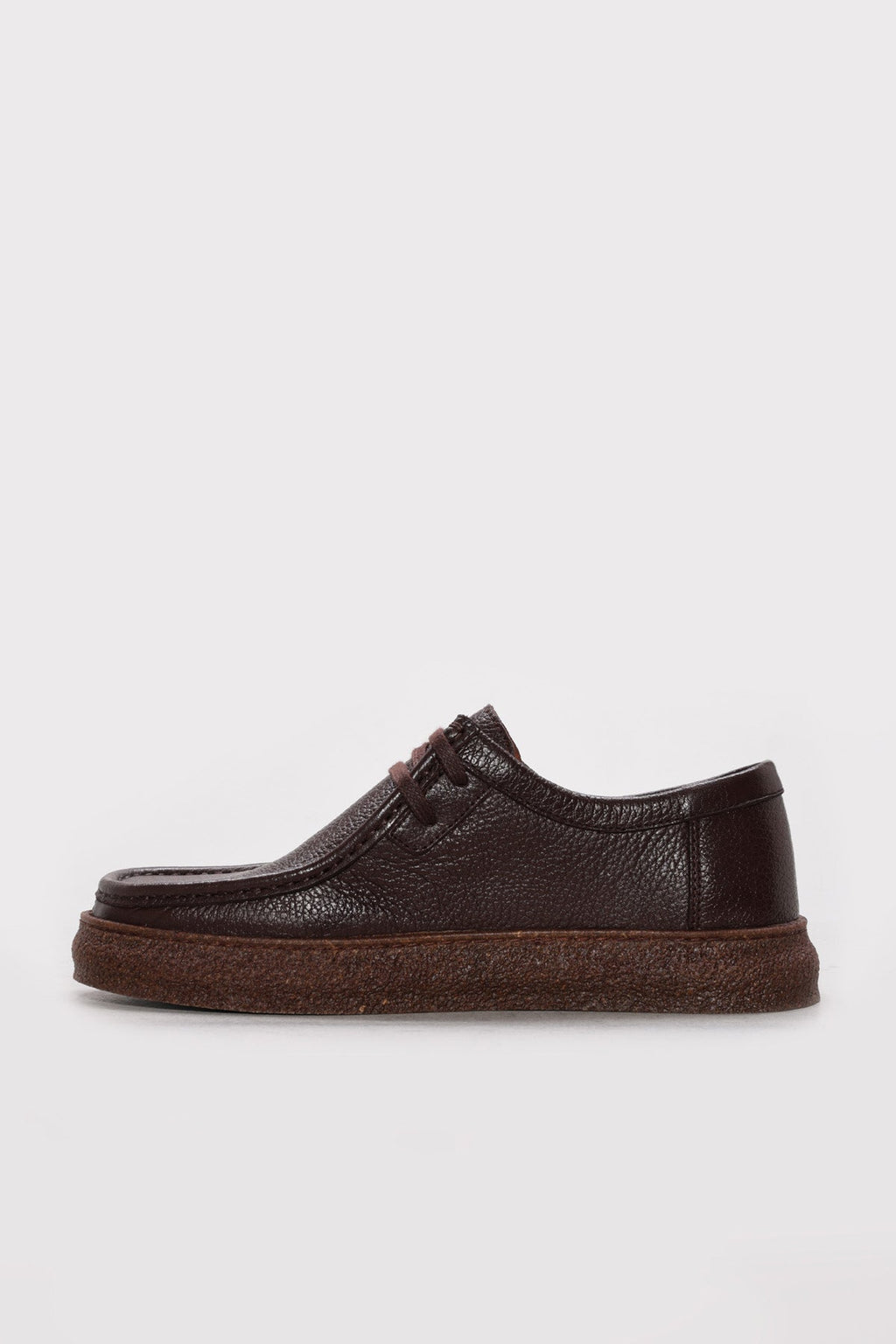 Men's dark brown leather lace-up casual shoe with brown cushioned sole