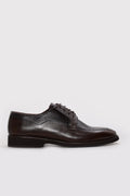 Men's dark brown leather derby shoes with panelled uppers