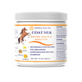 Horse coat drying paste in white plastic jar with orange label, for coat silk