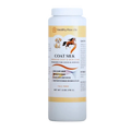 Coat silk powder jar for dogs and horses, light blue bottle with front label