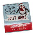 Matchbook nail files set, 6 mini files with festive penguin design