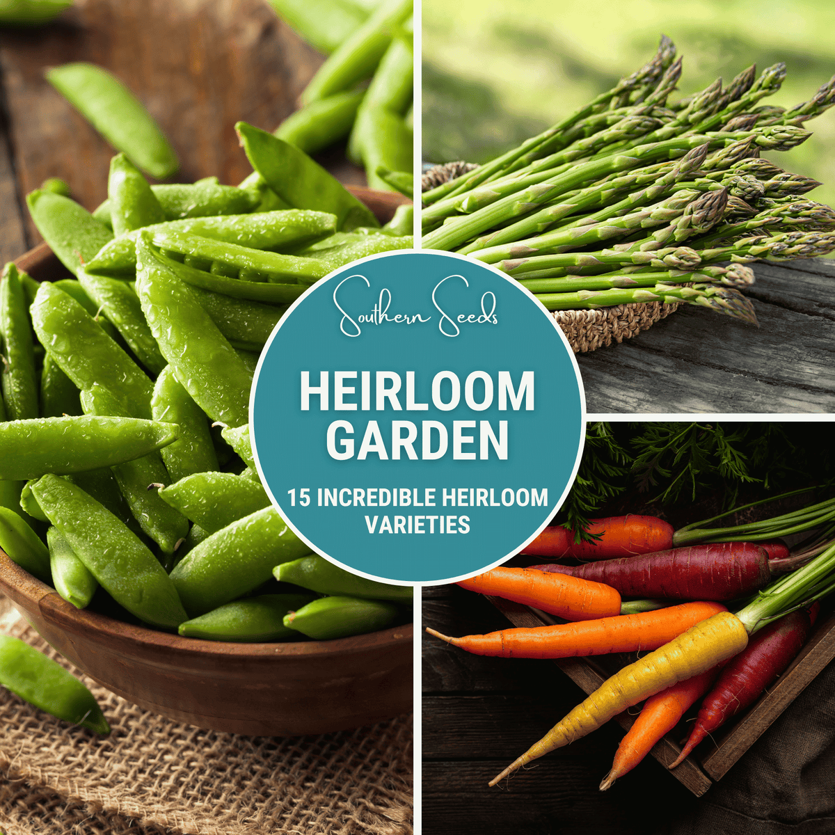 Heirloom Garden seed collection by Southern Seeds with 15 heirloom varieties