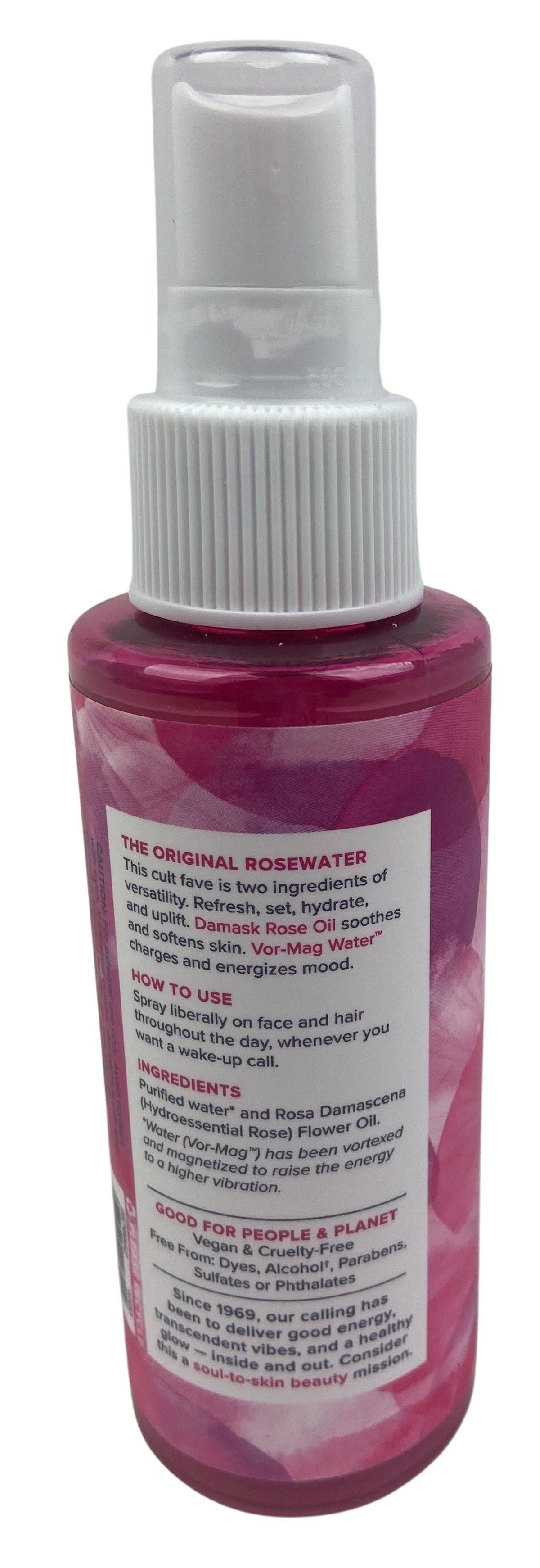 Cleansing facial mist bottle back label with white pump sprayer