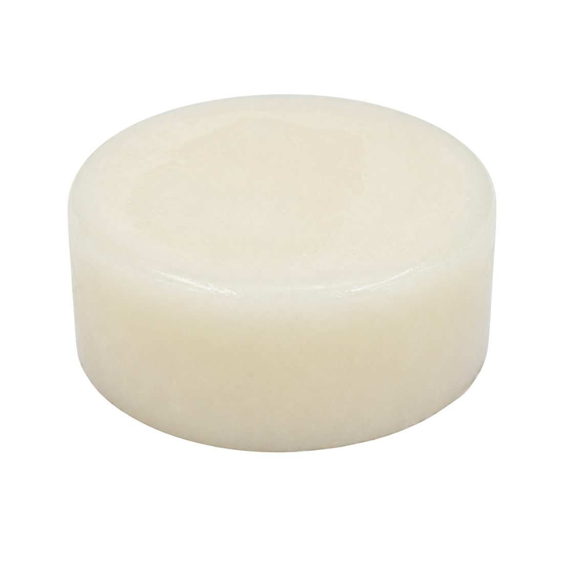 Tallow shave soap puck, smooth cream-colored round