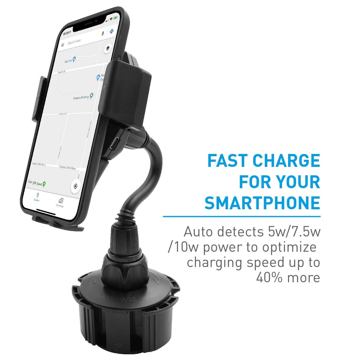 Macally Adjustable Wireless Charging Cup Holder Car Mount MCUPXLQI