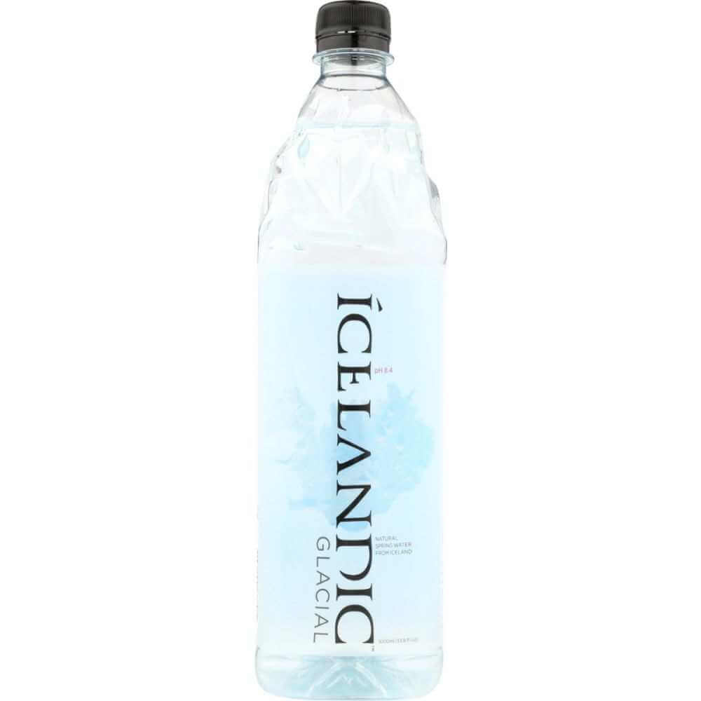 ICELANDIC GLACIAL natural spring water bottle, clear 1 L with black cap