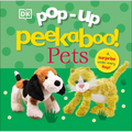 Pop-up board book cover with DK Pop-Up Peekaboo! Pets title and three pet characters