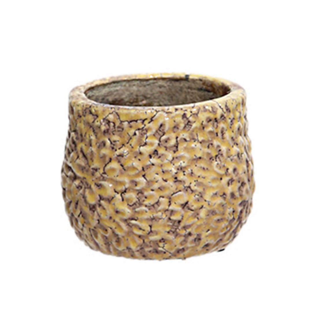 Speckled glazed ceramic plant pot, round 5-inch size