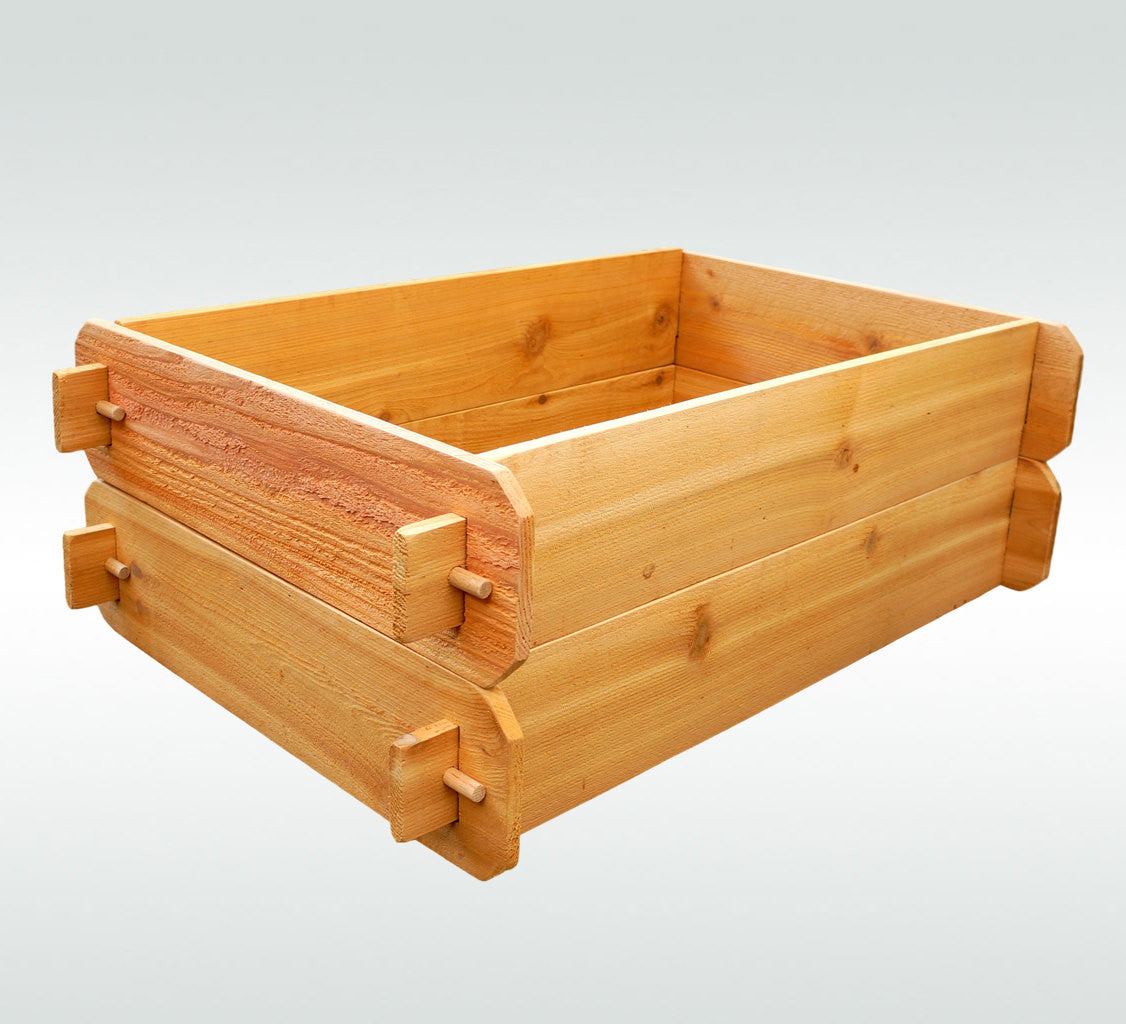 Cedar raised garden bed kit, double deep, open rectangular interior
