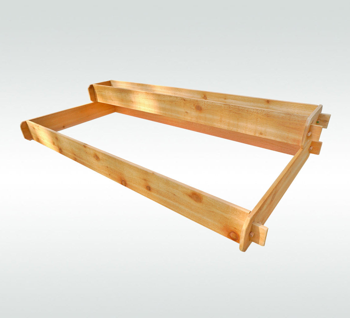 Cedar raised garden bed kit frame with slatted side panels and end braces