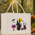 Natural canvas Halloween tote bag for kids with two handles and cute character print