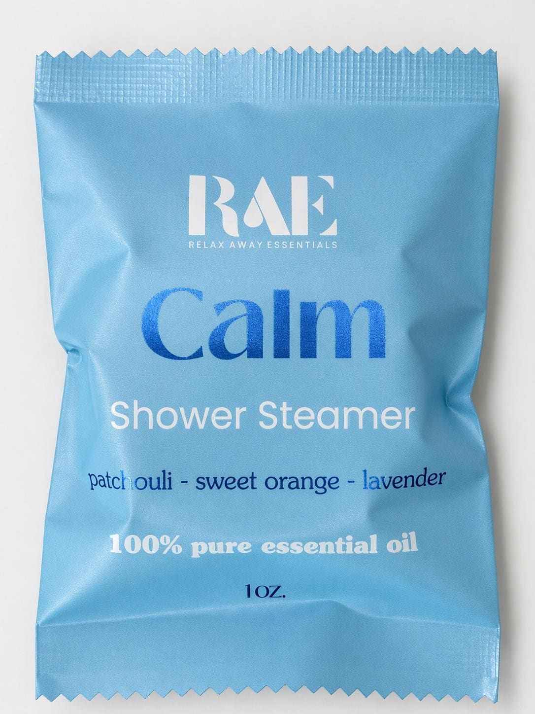 Calm shower steamer scent pack, blue with patchouli, sweet orange, lavender