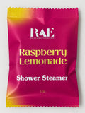 Raspberry Lemonade shower steamer pouch in magenta with label text