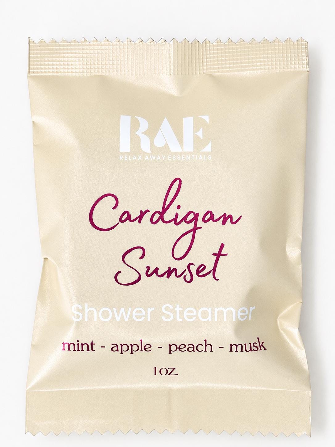 Shower steamer pouch with mint, apple, peach, musk; 1 oz.