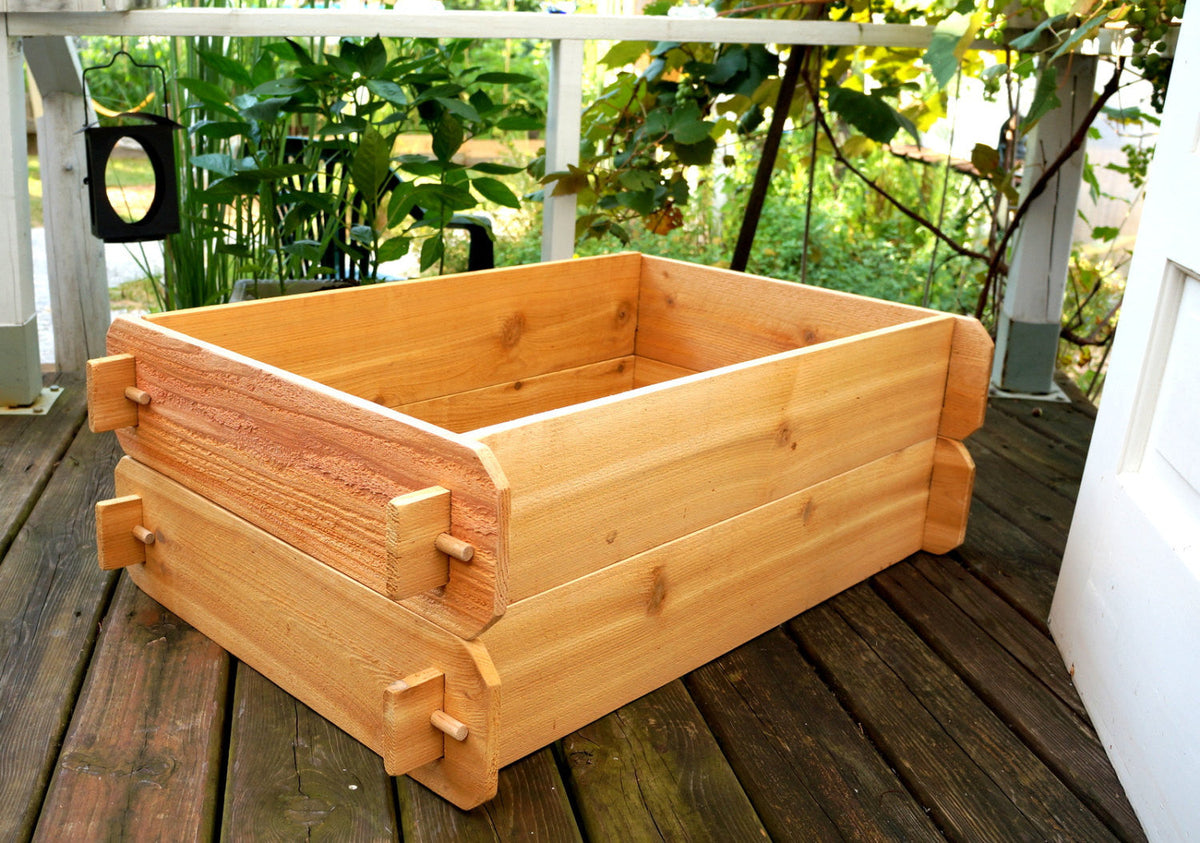 Cedar raised garden bed kit, double deep, rectangular planter box