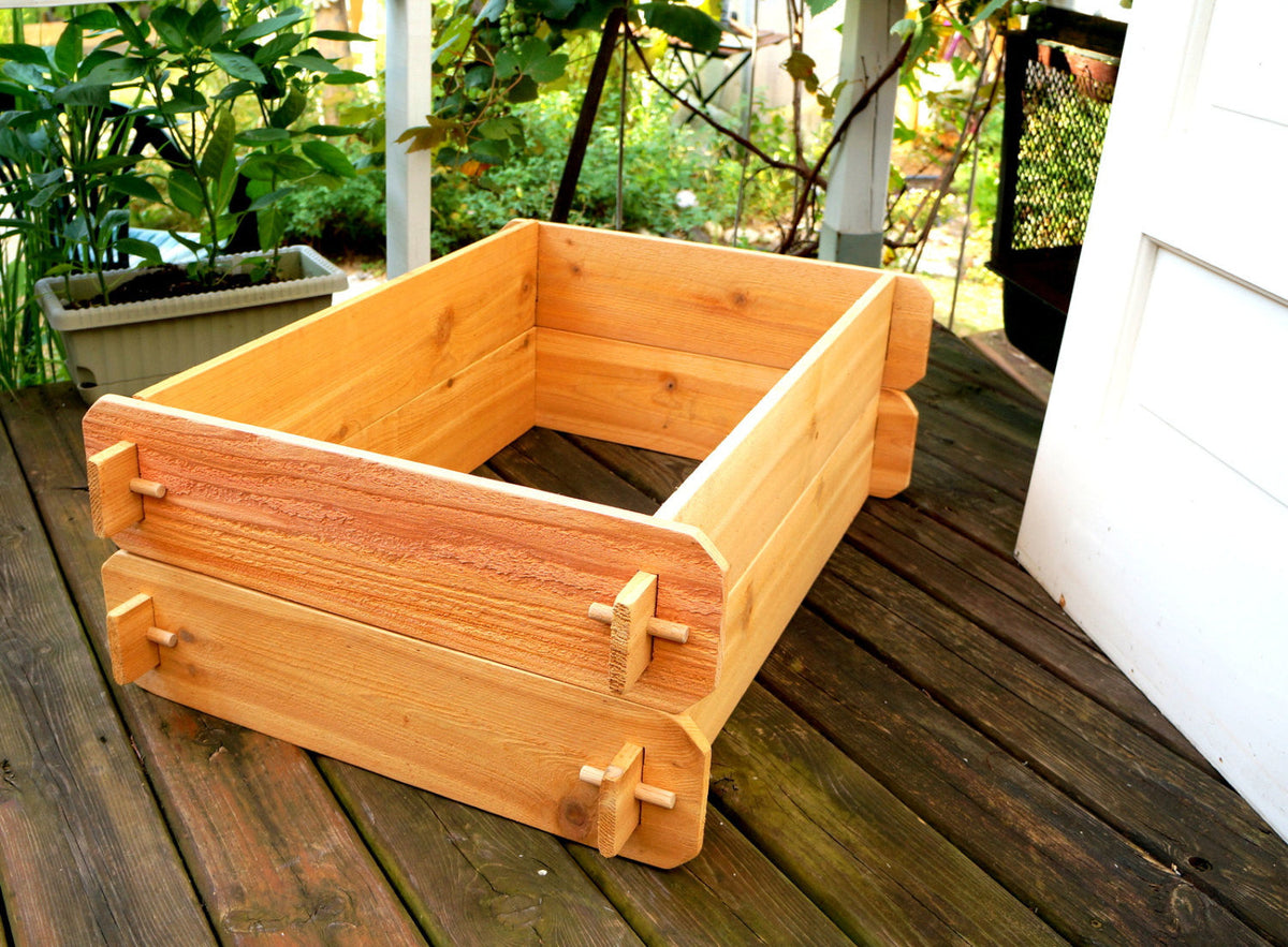 Cedar raised garden bed kit with double-deep sides and corner braces