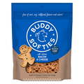 Buddy Softies bacon and cheese dog treat bag with gingerbread dog graphics